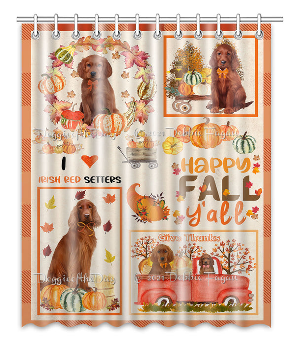 Happy Fall Y'all Pumpkin Irish Red Setter Dogs Shower Curtain Bathroom Accessories Decor Bath Tub Screens