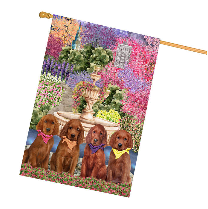 Irish Setter Dogs House Flag: Explore a Variety of Designs, Weather Resistant, Double-Sided, Custom, Personalized, Home Outdoor Yard Decor for Dog and Pet Lovers