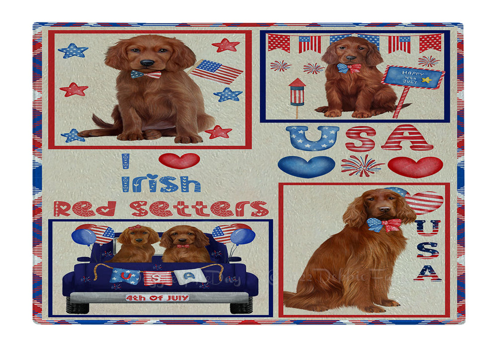 4th of July Independence Day I Love USA Irish Red Setter Dogs Cutting Board - For Kitchen - Scratch & Stain Resistant - Designed To Stay In Place - Easy To Clean By Hand - Perfect for Chopping Meats, Vegetables