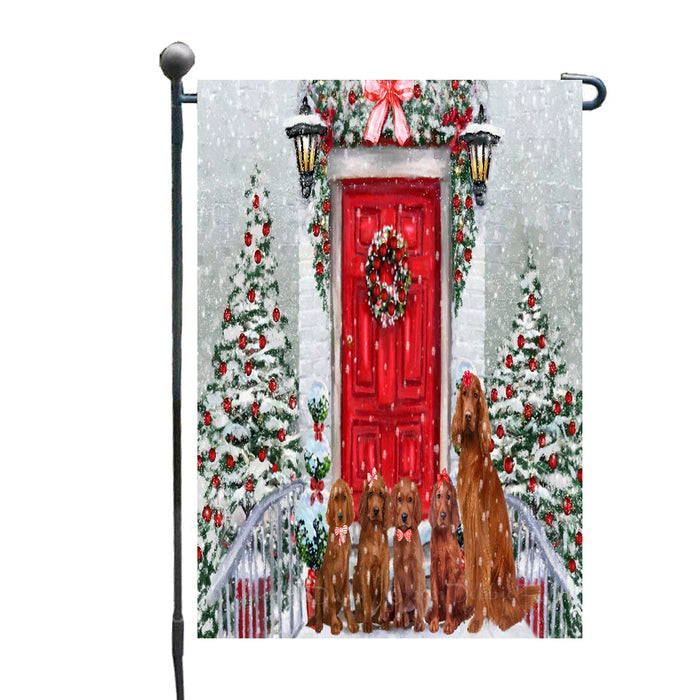 Christmas Holiday Welcome Irish Red Setter Dogs Garden Flags- Outdoor Double Sided Garden Yard Porch Lawn Spring Decorative Vertical Home Flags 12 1/2"w x 18"h