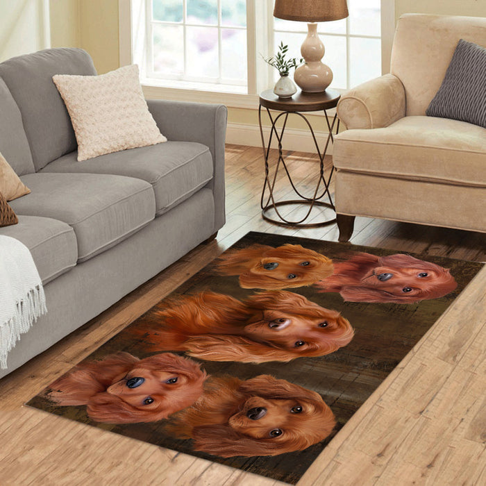 Rustic Irish Red Setter Dogs Area Rug