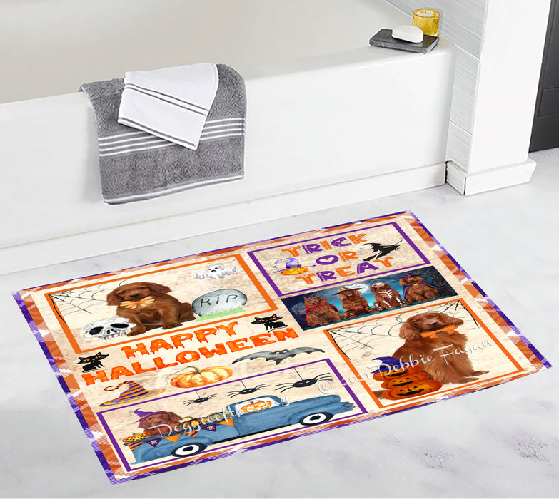 Happy Halloween Trick or Treat Irish Red Setter Dogs Bathroom Rugs with Non Slip Soft Bath Mat for Tub BRUG54709