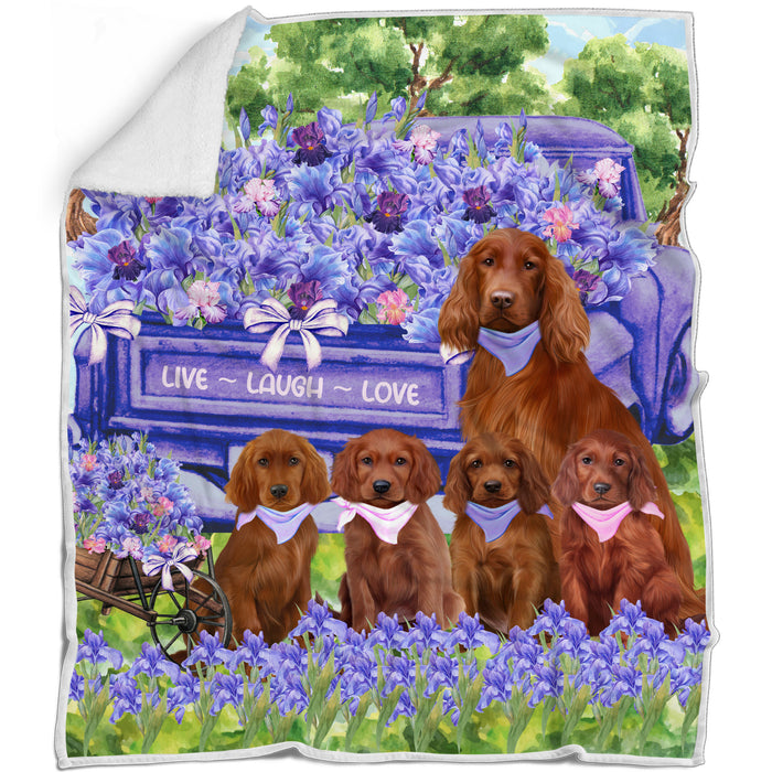 Irish Setter Blanket: Explore a Variety of Designs, Custom, Personalized Bed Blankets, Cozy Woven, Fleece and Sherpa, Gift for Dog and Pet Lovers