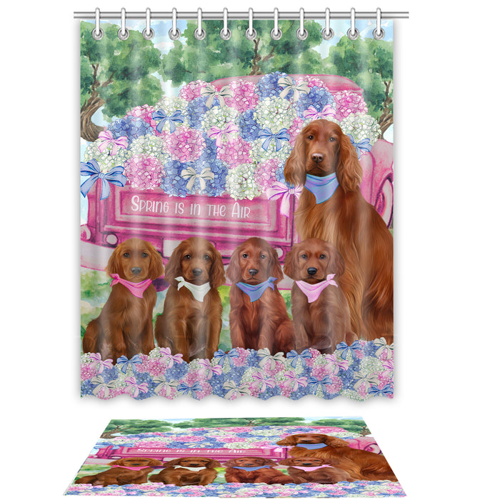 Irish Setter Shower Curtain & Bath Mat Set: Explore a Variety of Designs, Custom, Personalized, Curtains with hooks and Rug Bathroom Decor, Gift for Dog and Pet Lovers