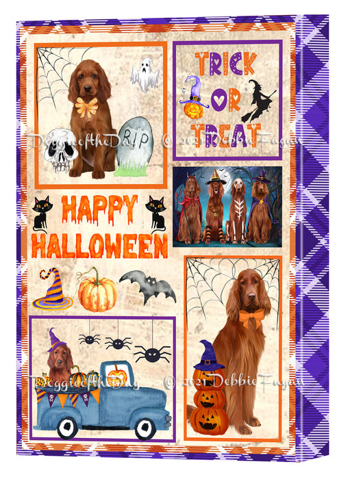 Happy Halloween Trick or Treat Irish Red Setter Dogs Canvas Wall Art Decor - Premium Quality Canvas Wall Art for Living Room Bedroom Home Office Decor Ready to Hang CVS150587