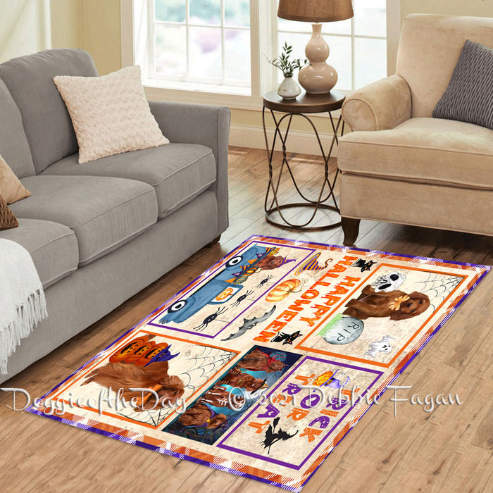 Happy Halloween Trick or Treat Irish Red Setter Dogs Polyester Living Room Carpet Area Rug ARUG65718