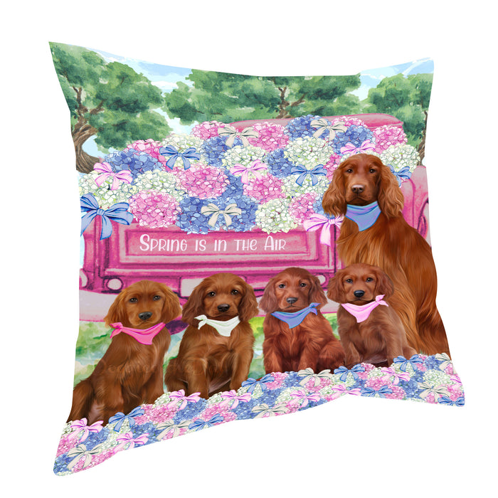 Irish Setter Throw Pillow: Explore a Variety of Designs, Cushion Pillows for Sofa Couch Bed, Personalized, Custom, Dog Lover's Gifts