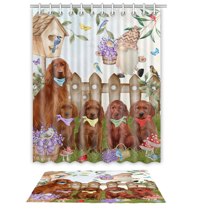 Irish Setter Shower Curtain & Bath Mat Set, Custom, Explore a Variety of Designs, Personalized, Curtains with hooks and Rug Bathroom Decor, Halloween Gift for Dog Lovers