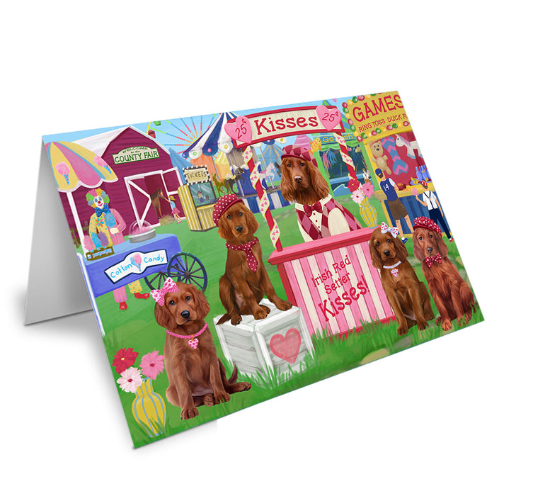 Carnival Kissing Booth Irish Red Setters Dog Handmade Artwork Assorted Pets Greeting Cards and Note Cards with Envelopes for All Occasions and Holiday Seasons GCD72035