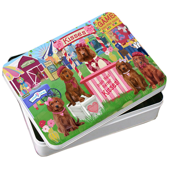 Carnival Kissing Booth Irish Red Setters Dog Photo Storage Tin PITN55783