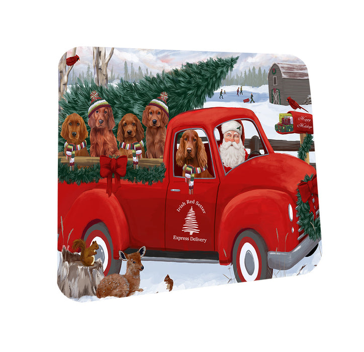 Christmas Santa Express Delivery Irish Red Setters Dog Family Coasters Set of 4 CST55001