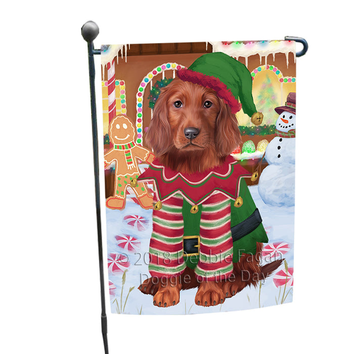 Christmas Gingerbread House Candyfest Irish Red Setter Dog Garden Flag GFLG56910