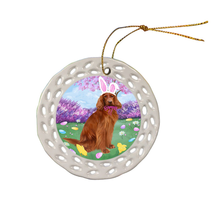 Easter Holiday Irish Red Setter Dog Ceramic Doily Ornament DPOR57311