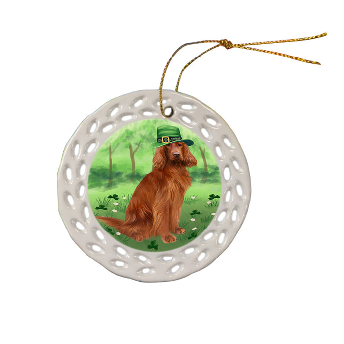 St. Patricks Day Irish Portrait Irish Red Setter Dog Ceramic Doily Ornament DPOR57954