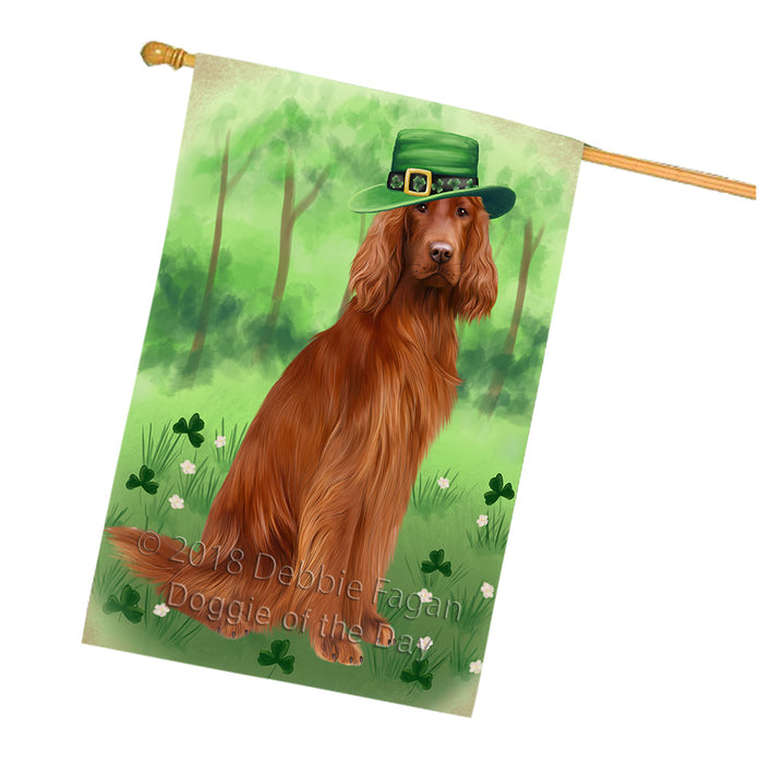 St. Patricks Day Irish Portrait Irish Red Setter Dog House Flag FLG65038