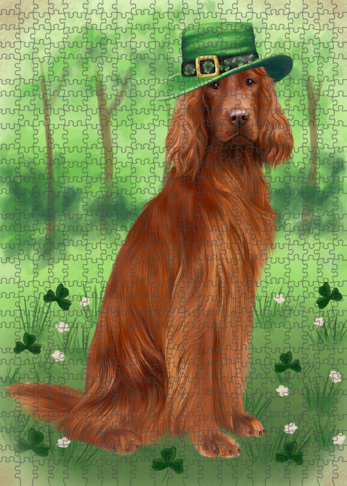 St. Patricks Day Irish Portrait Irish Red Setter Dog Portrait Jigsaw Puzzle for Adults Animal Interlocking Puzzle Game Unique Gift for Dog Lover's with Metal Tin Box PZL057