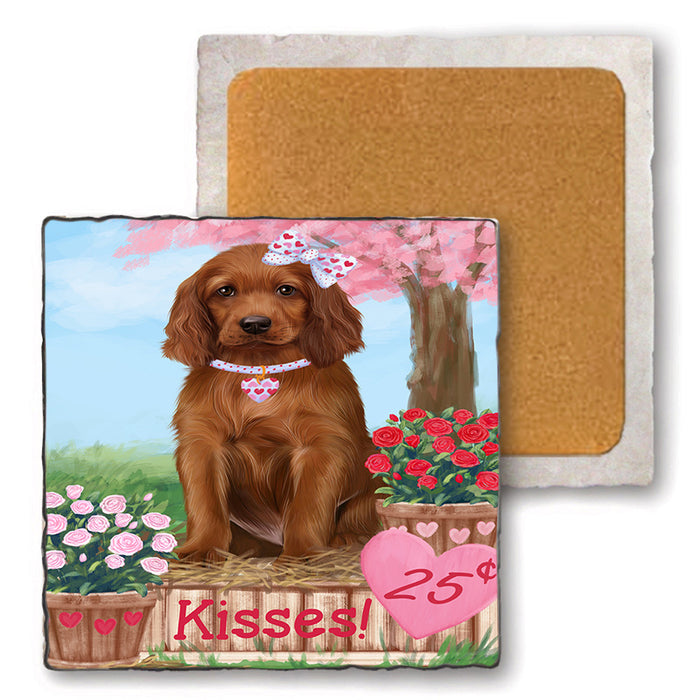 Rosie 25 Cent Kisses Irish Red Setter Dog Set of 4 Natural Stone Marble Tile Coasters MCST50890
