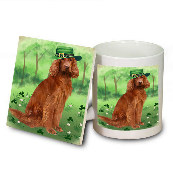 St. Patricks Day Irish Portrait Irish Red Setter Dog Mug and Coaster Set MUC57006