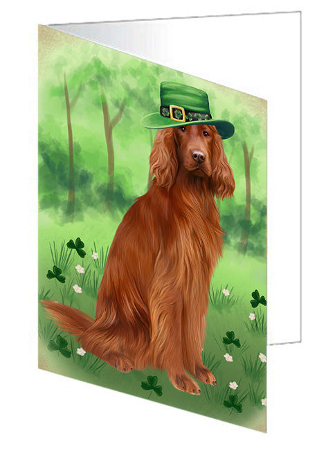 St. Patricks Day Irish Portrait Irish Red Setter Dog Handmade Artwork Assorted Pets Greeting Cards and Note Cards with Envelopes for All Occasions and Holiday Seasons GCD76556