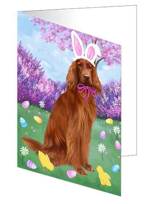 Easter Holiday Irish Red Setter Dog Handmade Artwork Assorted Pets Greeting Cards and Note Cards with Envelopes for All Occasions and Holiday Seasons GCD76244