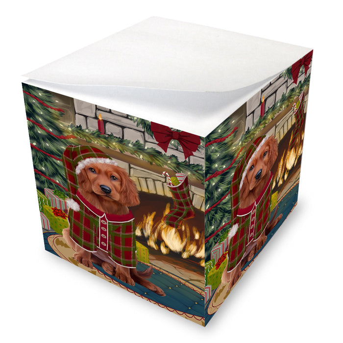 The Stocking was Hung Irish Red Setter Dog Note Cube NOC53682