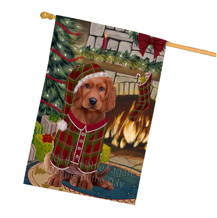 The Stocking was Hung Irish Red Setter Dog House Flag FLG55765
