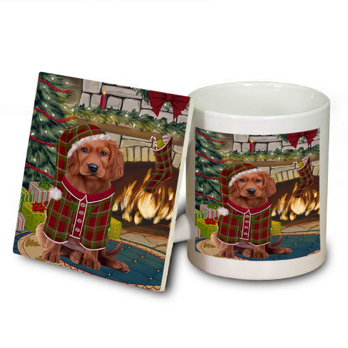 The Stocking was Hung Irish Red Setter Dog Mug and Coaster Set MUC55328