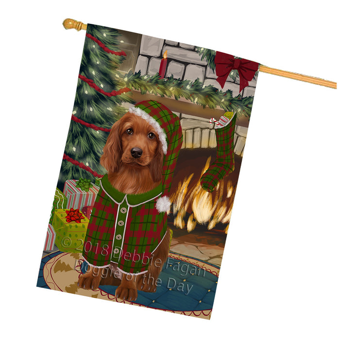 The Stocking was Hung Irish Red Setter Dog House Flag FLG55766
