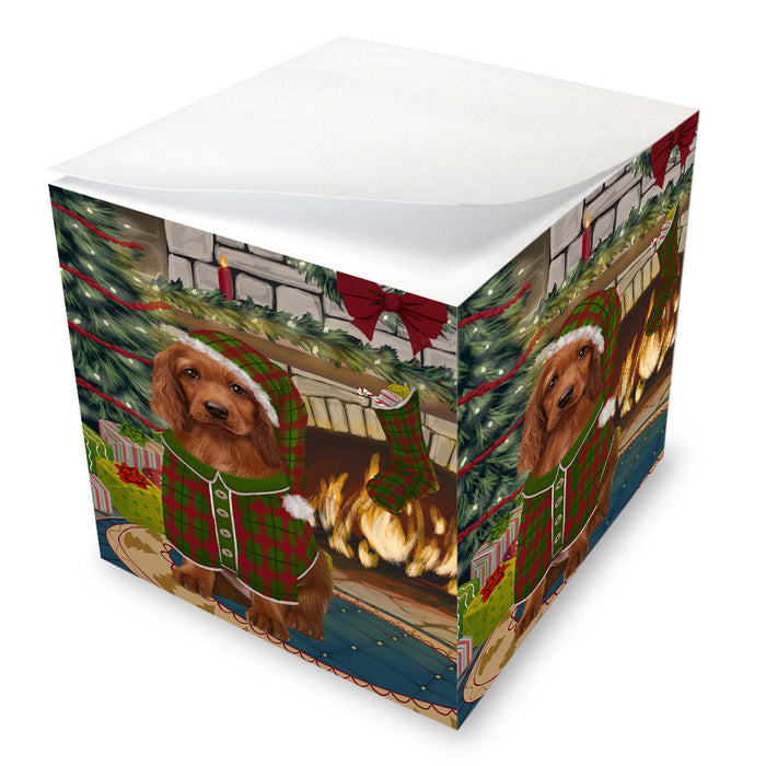 The Stocking was Hung Irish Red Setter Dog Note Cube NOC53683