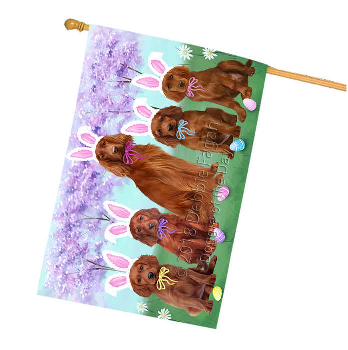 Easter Holiday Irish Red Setters Dog House Flag FLG57617