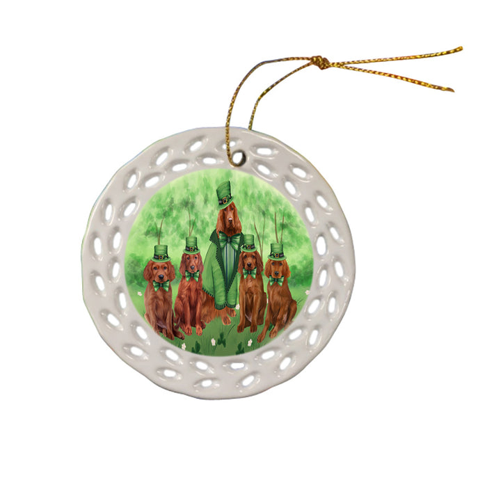 St. Patricks Day Irish Portrait Irish Red Setter Dogs Ceramic Doily Ornament DPOR57955