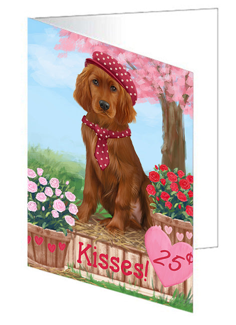 Rosie 25 Cent Kisses Irish Red Setter Dog Handmade Artwork Assorted Pets Greeting Cards and Note Cards with Envelopes for All Occasions and Holiday Seasons GCD72188