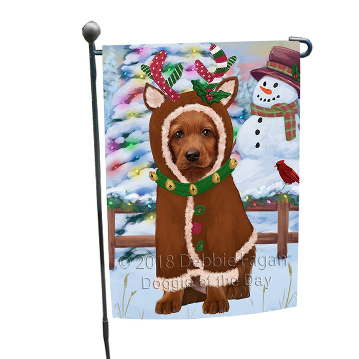 Christmas Gingerbread House Candyfest Irish Red Setter Dog Garden Flag GFLG56911