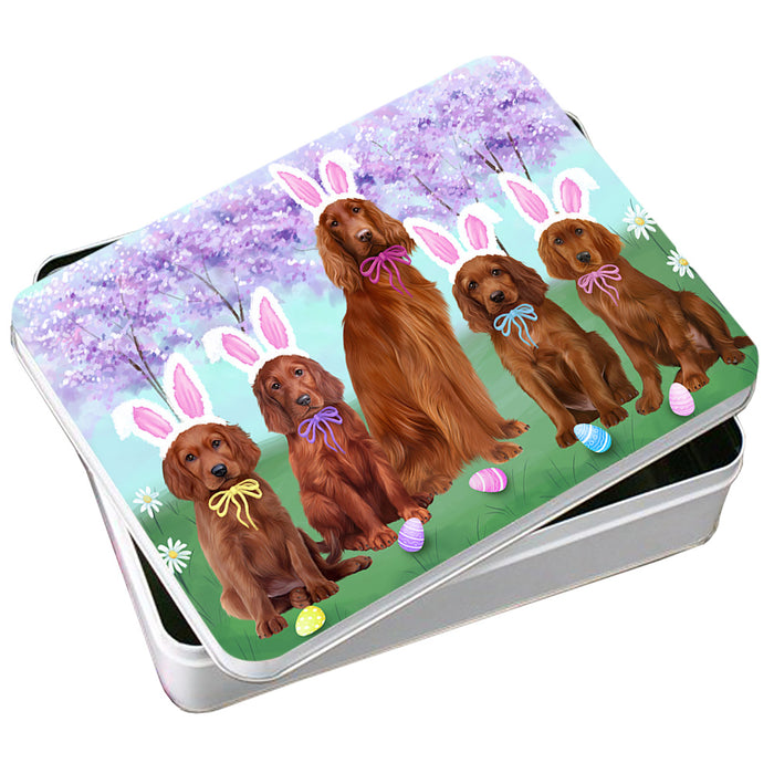 Easter Holiday Irish Red Setters Dog Photo Storage Tin PITN56854
