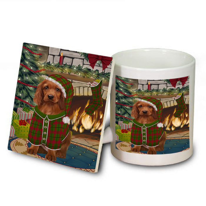 The Stocking was Hung Irish Red Setter Dog Mug and Coaster Set MUC55329