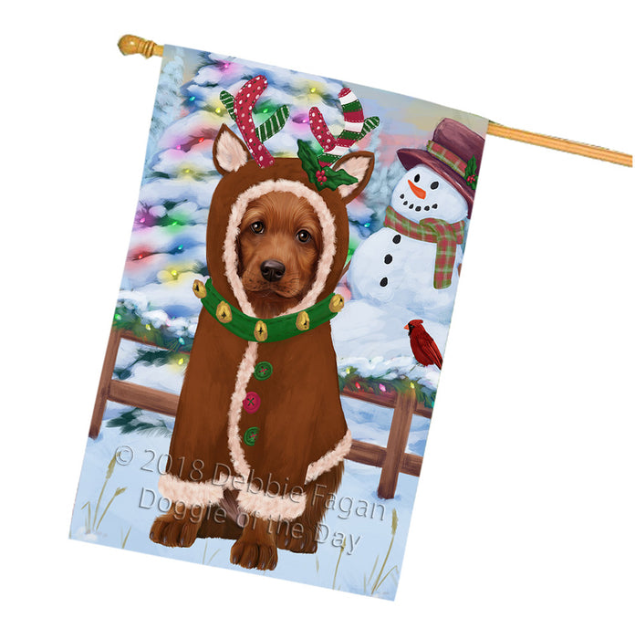 Christmas Gingerbread House Candyfest Irish Red Setter Dog House Flag FLG57047