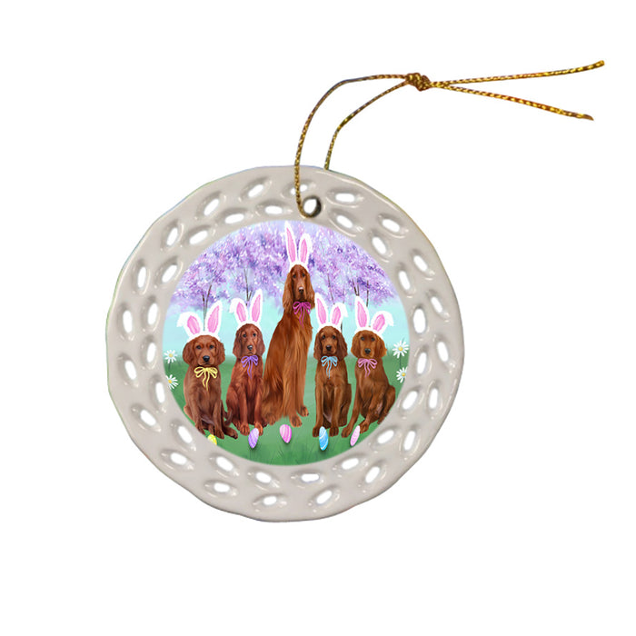 Easter Holiday Irish Red Setters Dog Ceramic Doily Ornament DPOR57312