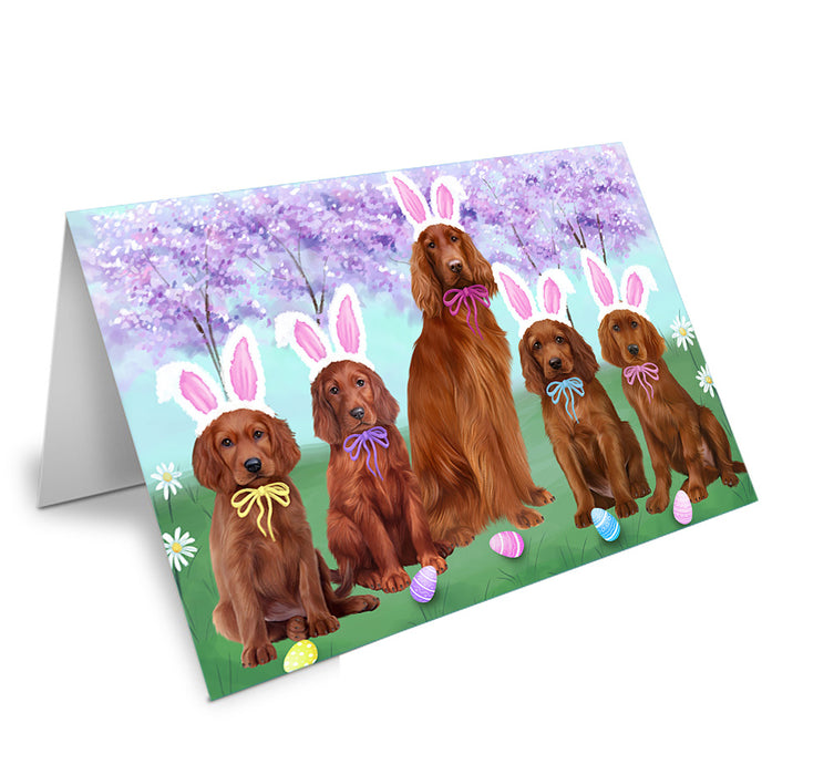 Easter Holiday Irish Red Setters Dog Handmade Artwork Assorted Pets Greeting Cards and Note Cards with Envelopes for All Occasions and Holiday Seasons GCD76247