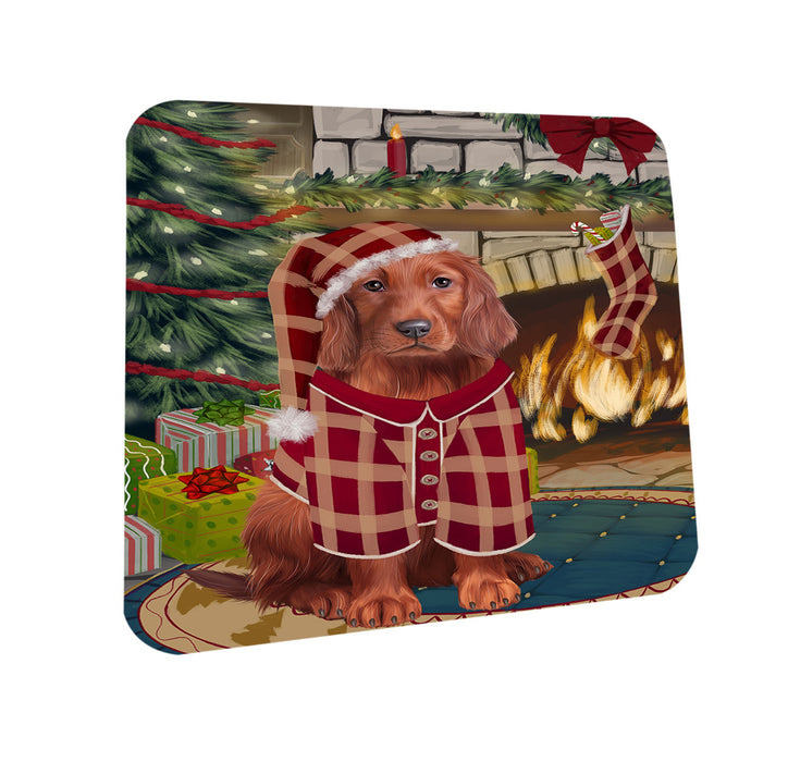 The Stocking was Hung Irish Red Setter Dog Coasters Set of 4 CST55296
