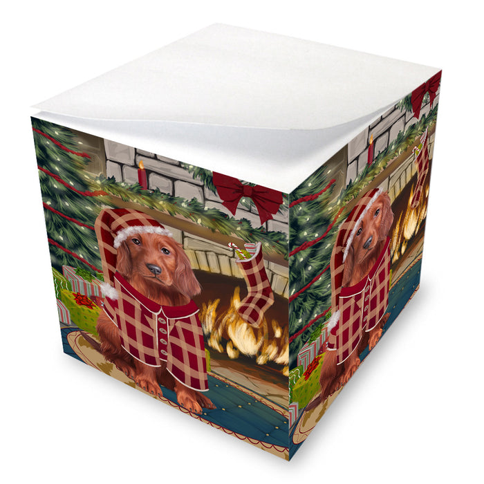 The Stocking was Hung Irish Red Setter Dog Note Cube NOC53684