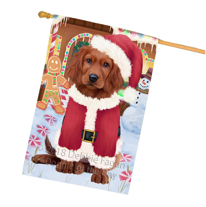 Christmas Gingerbread House Candyfest Irish Red Setter Dog House Flag FLG57048