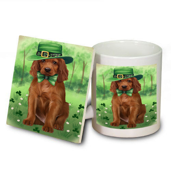 St. Patricks Day Irish Portrait Irish Red Setter Dog Mug and Coaster Set MUC57008