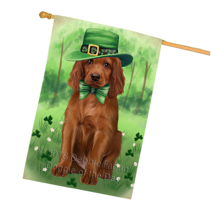 St. Patricks Day Irish Portrait Irish Red Setter Dog House Flag FLG65040