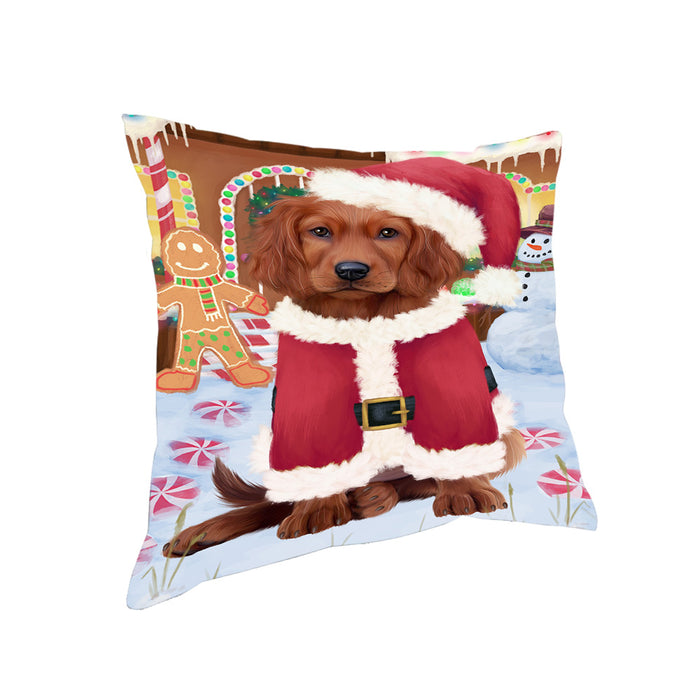 Christmas Gingerbread House Candyfest Irish Red Setter Dog Pillow PIL79748