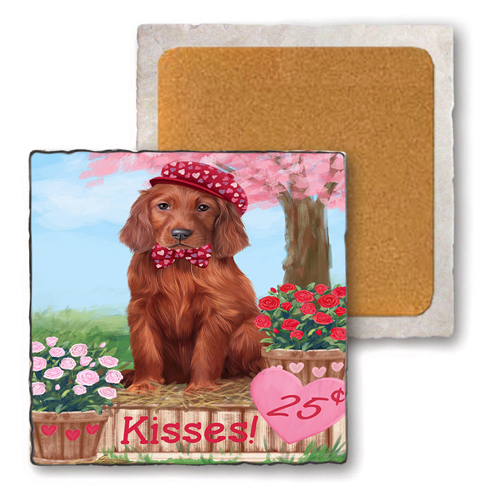 Rosie 25 Cent Kisses Irish Red Setter Dog Set of 4 Natural Stone Marble Tile Coasters MCST50892