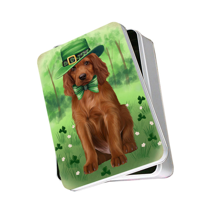 St. Patricks Day Irish Portrait Irish Red Setter Dog Photo Storage Tin PITN56959