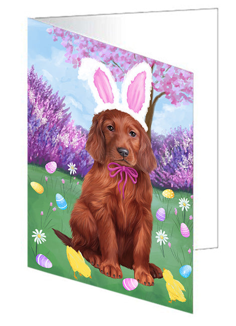 Easter Holiday Irish Red Setter Dog Handmade Artwork Assorted Pets Greeting Cards and Note Cards with Envelopes for All Occasions and Holiday Seasons GCD76250