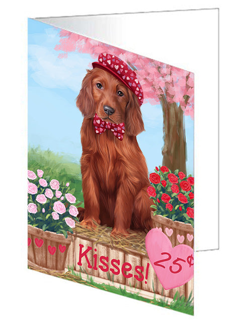 Rosie 25 Cent Kisses Irish Red Setter Dog Handmade Artwork Assorted Pets Greeting Cards and Note Cards with Envelopes for All Occasions and Holiday Seasons GCD72191