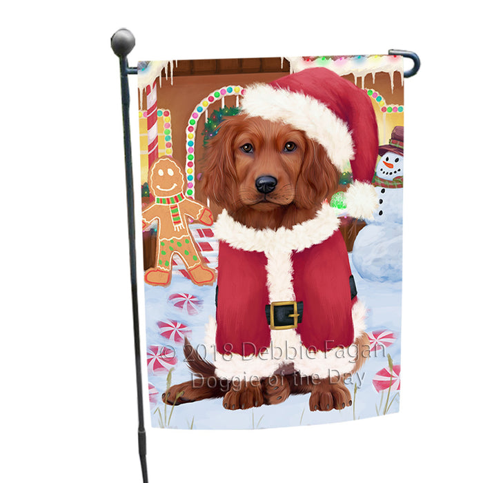 Christmas Gingerbread House Candyfest Irish Red Setter Dog Garden Flag GFLG56912