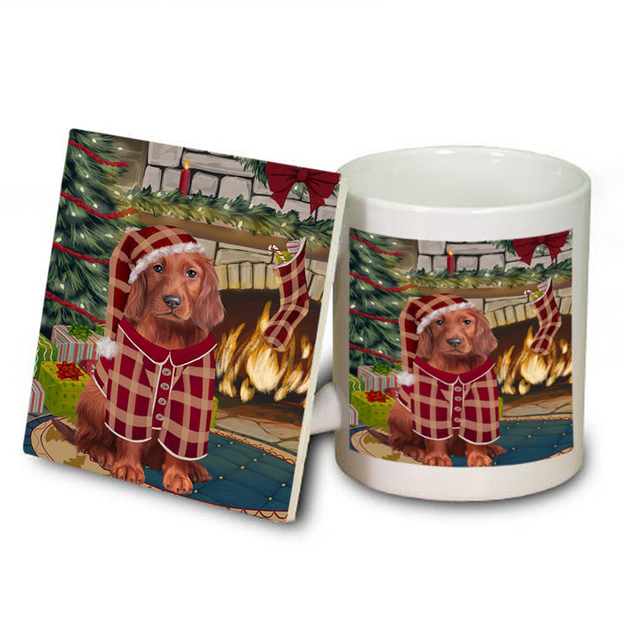 The Stocking was Hung Irish Red Setter Dog Mug and Coaster Set MUC55330